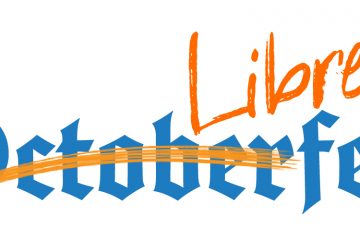 LibreFest October graphic with OctoberFest spelled out and October crossed out in orange with Libre written above it.